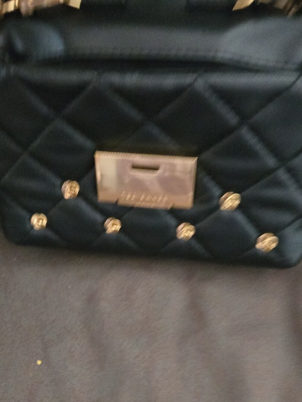 Ted Baker Black Quilted Crossbody with Gold Rosette Studs - Picture 9 of 10